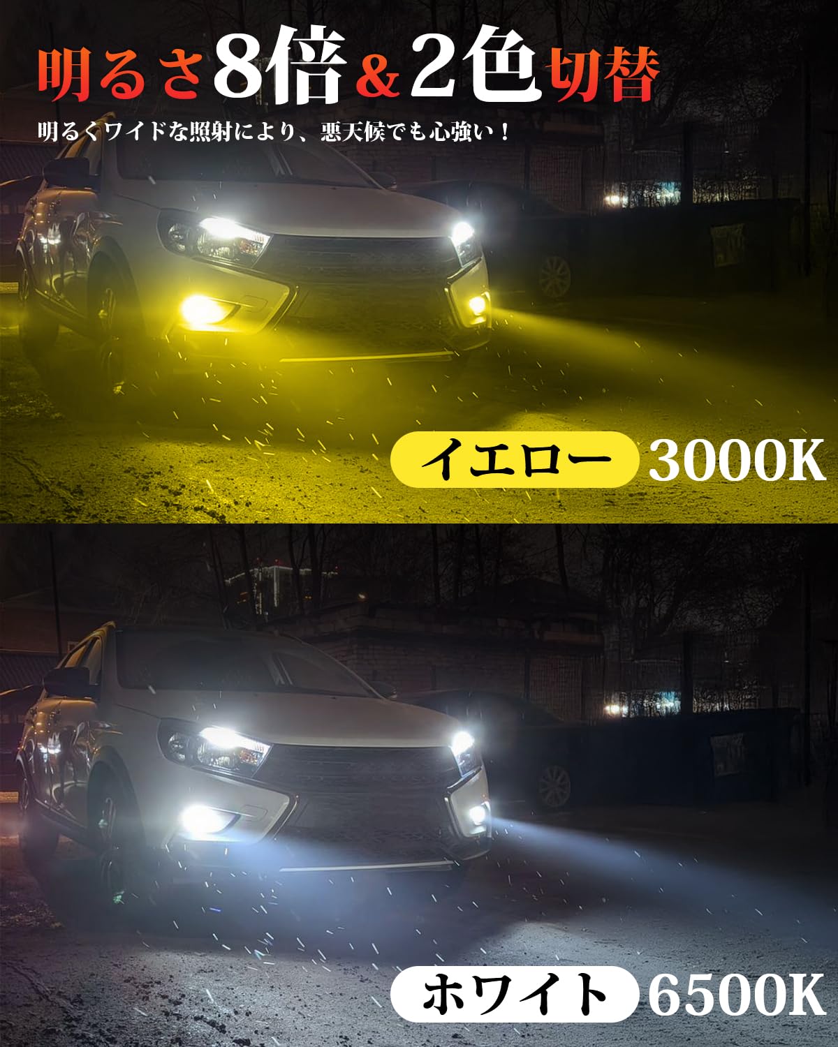 Amazon | 北澤商事 H8 LED フォグ 2色切り替え イエロー/ホワイト H11